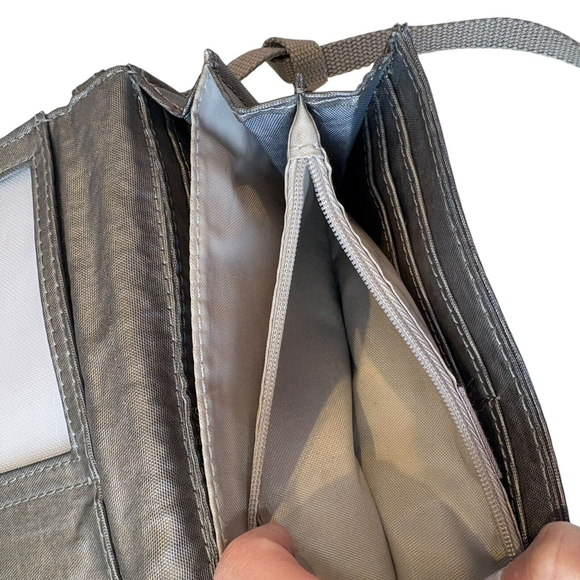 Kipling Wallet Full Size Crossbody Nylon Pewter Bifold - Picture 8 of 11
